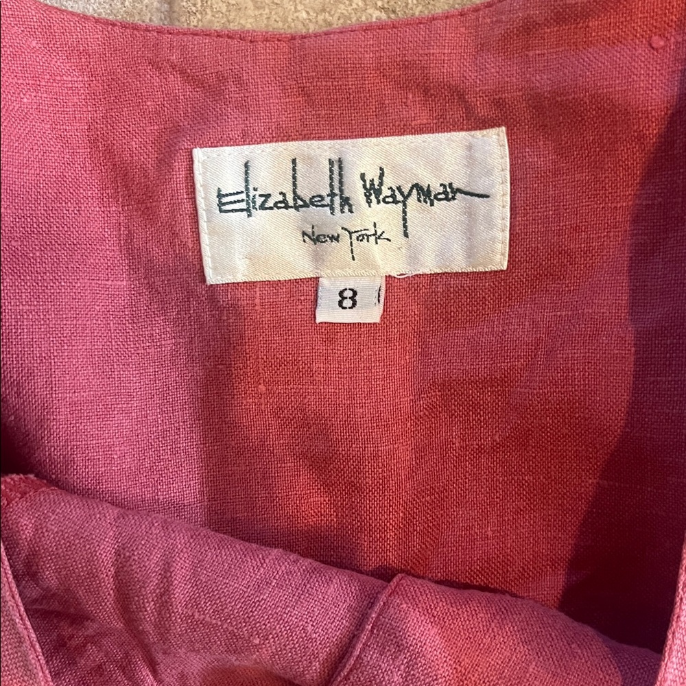 Vintage linen shell pink mid dress - Picture 5 of 9